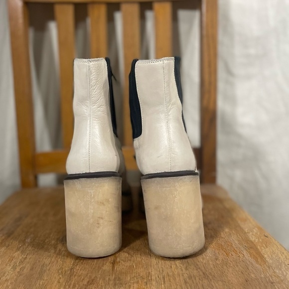 Free People James Chelsea Chunky Heel Leather Boots White EU 39 - Picture 7 of 10